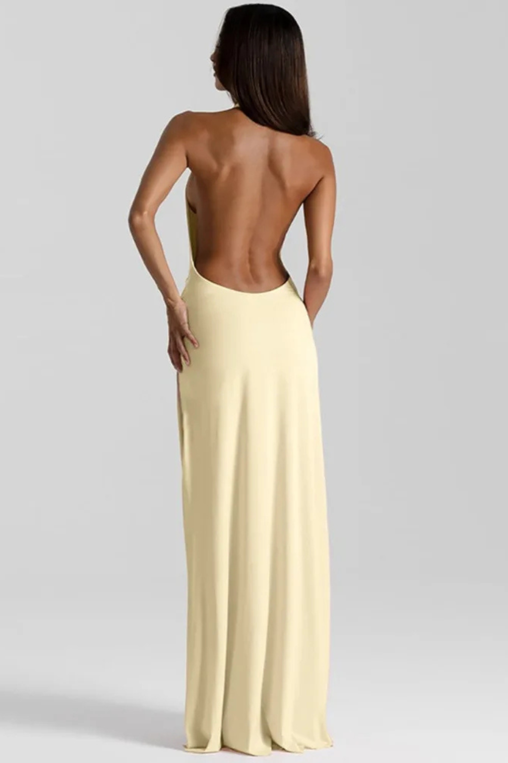 Aurelia | Women Sleeveless Halter Draped Backless Wedding Guest Maxi Dress