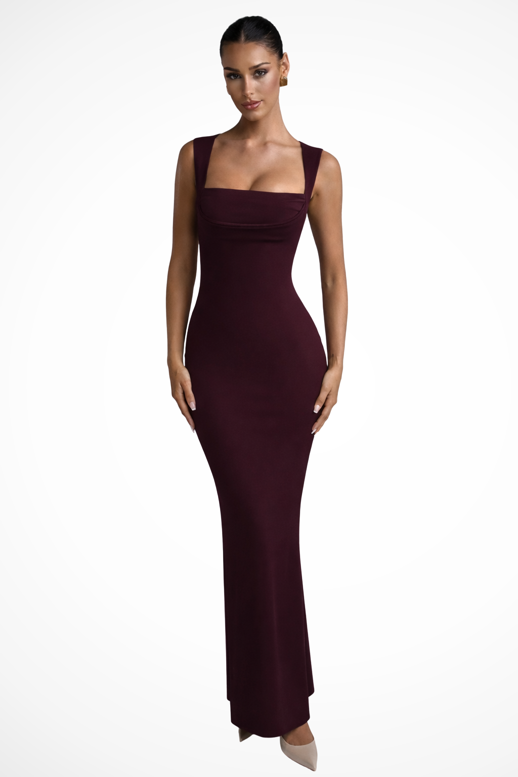 Steffany | Women Square Neck Bodycon Wedding Guest Maxi Dress
